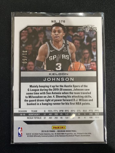 Obsidian Keldon Johnson 2019 grabado naranja/50 - Imagen 2 de 3