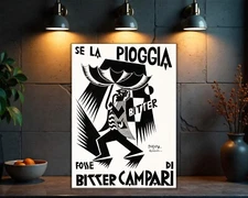 Vintage Campari Se La Pioggia Hevay Metal Sign XXL (60x40 cm)