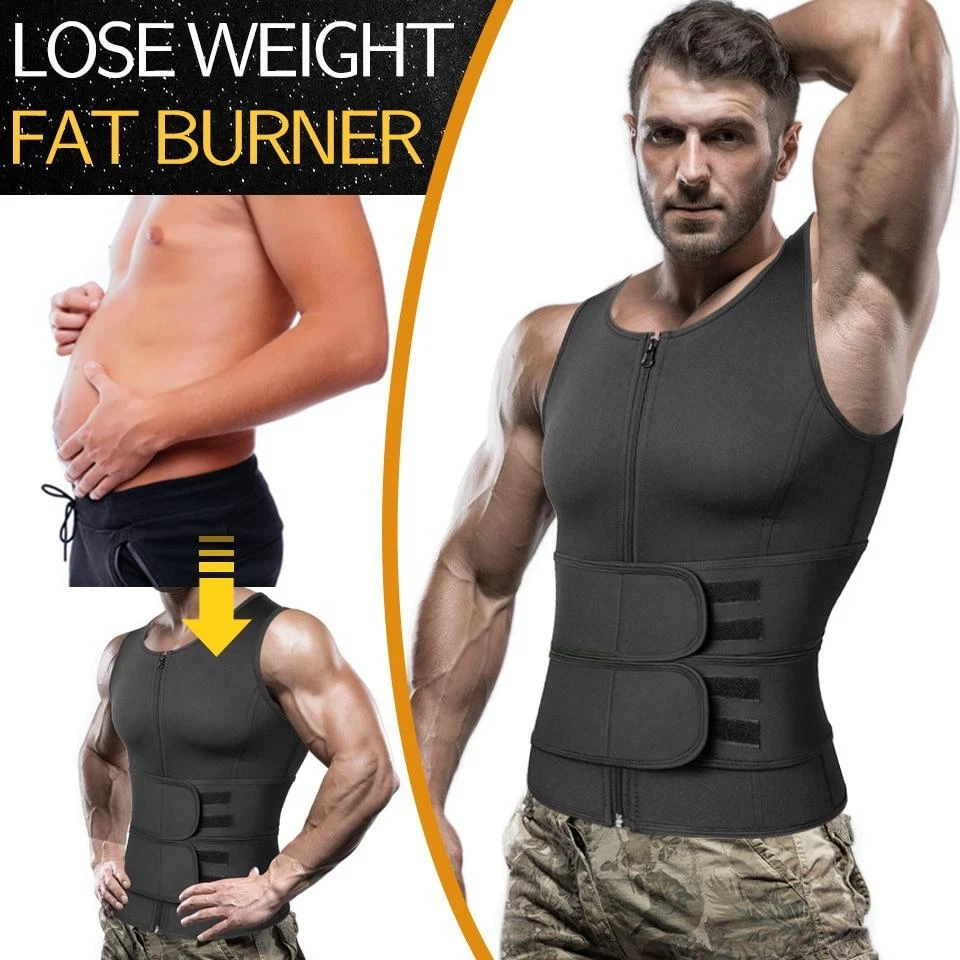 Men Body Shaper Waist Trainer Sauna Suit Sweat Vest Slimming Fat