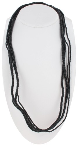 Collar de cuentas escultura declaración alambre loco madera negro 40" - Imagen 2 de 4