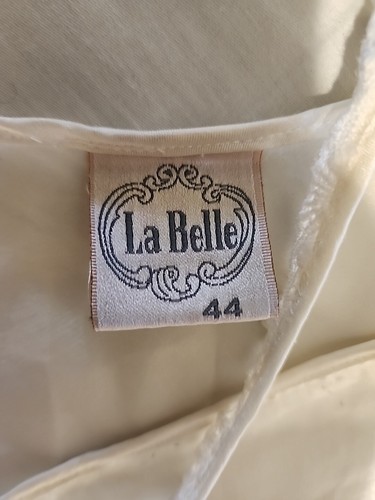 La Belle White Satin Look Slip Dress Lace Around The Top Size 44 - Picture 6 of 10