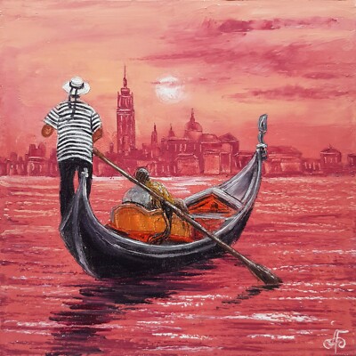 Venice Original Oil Painting on Canvas Signed Wall Art Home Decor Hand Painted