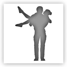 Man Carrying Woman Stencil - Choose a Size - Laser-Cut Reusable Plastic