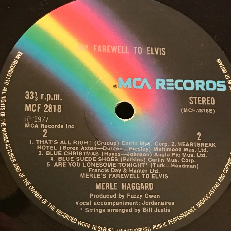 MERLE HAGGARD My Farewell To Elvis 1977 UK vinyl LP From Graceland Jordanaires - Image 3 of 4