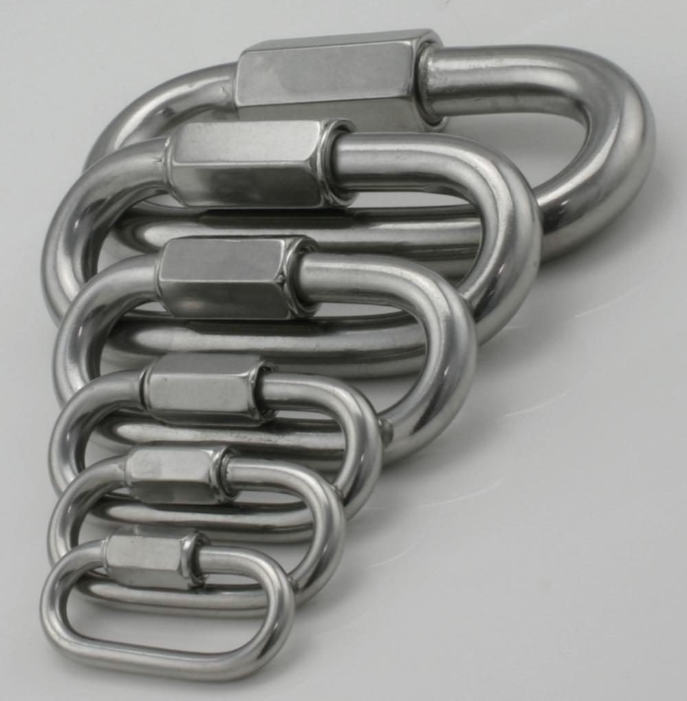 6 Stück Schraubverbinder M8 Edelstahl - Karabinerhaken 500kg Tragkraft