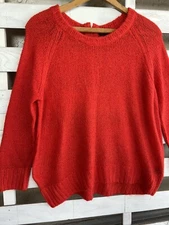 H&M Women Red Mohair Blend Open Knit Sweater Shirt size M.