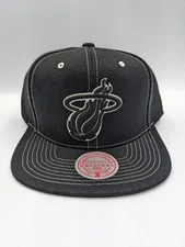 Mitchell & Ness Miami Heat Glow Up Black Snapback Hat NWT