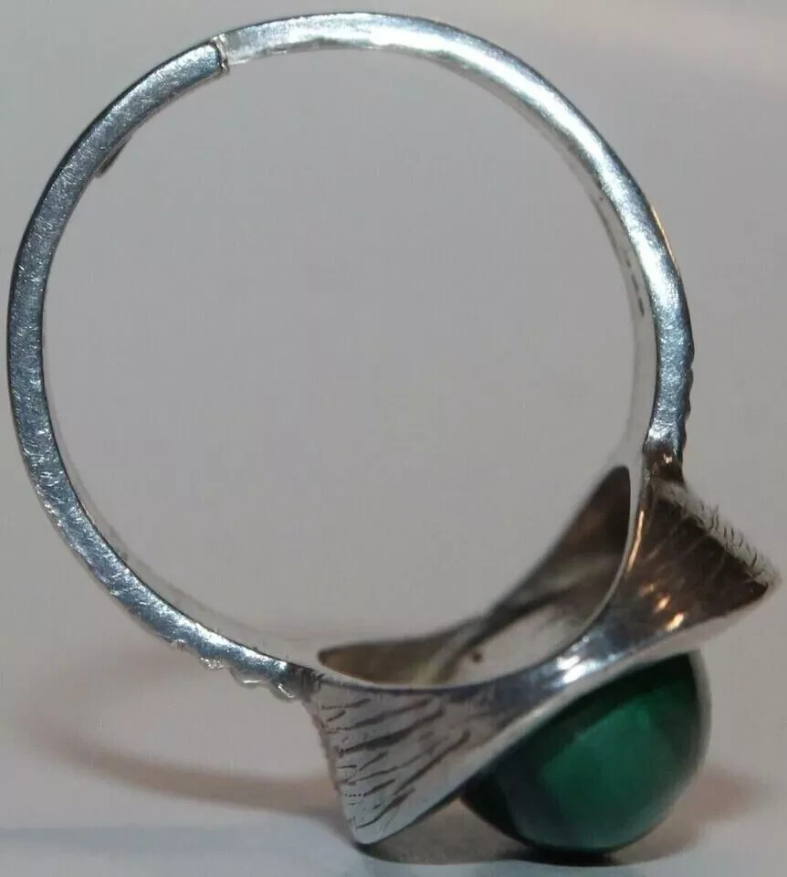 B0178 - Large Solid 925 Silver Ring with Malachit… - image 7