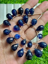 Cuentas de piedras preciosas facetadas de zafiro azul natural para joyería 13...