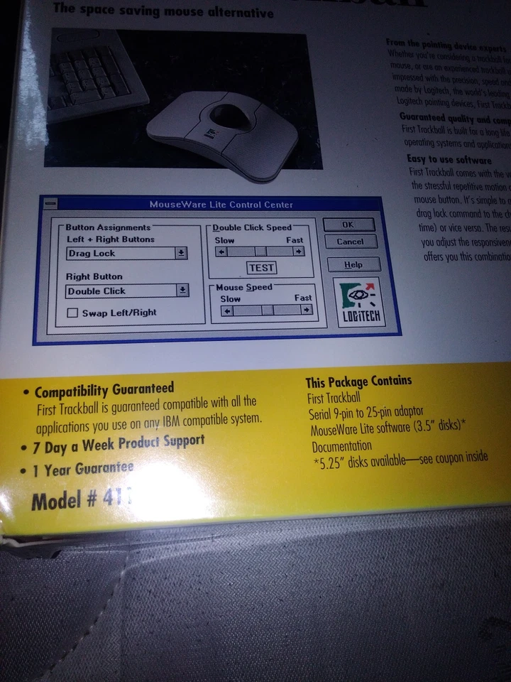 VINTAGE Logitech First Trackball Mouse 1993 NEW SEALED ultra rare 30 years old - Image 4 of 4
