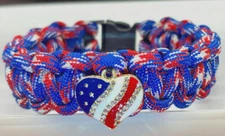 Red/White/Blue American Paracord Bracelet  ~Veteran Made~
