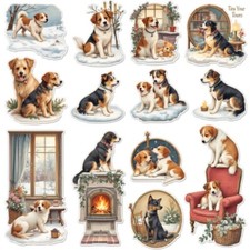 Dogs an Winter Morning Scenery Cardstock Die Cut Embellishment 12 3.5 Inch