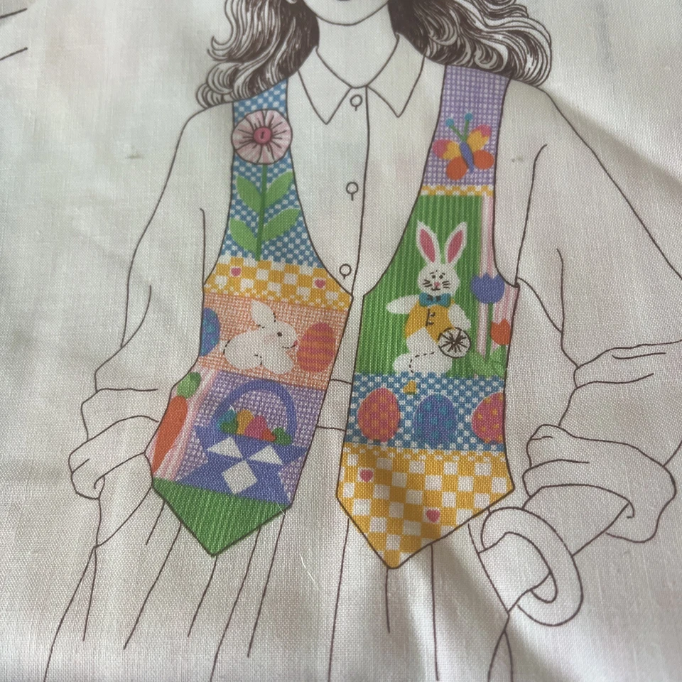 Easter Vest Dreamspinners for V.I.P. Panel Fabric Lot Of 4 Flower Basket Vintage - Image 2 of 4