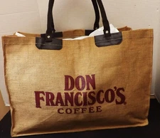 Huge Burlap Boxy Shopping TOTE Coffee LARGE Burlap TOTE BAG Shopper  13.7L