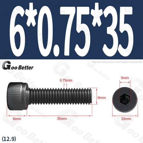 Feingewinde Zylinderschrauben 12.9 Stahl M6 M8 M10 M12 Schwarz Innensechskant - Bild 18 von 85