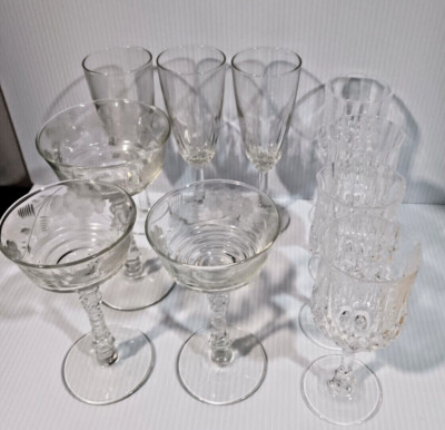 10 Crystal Wine Glasses - Different Sizes And Makes No Chips Or Cracks- Take All