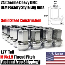 24 Chevy Silverado OEM Factory Style Chrome Lug Nuts M14x1.5 Fits Tahoe Blazer