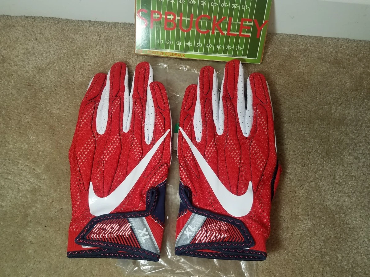 NIKE SUPERBAD 4 ADULT NCAA FRESNO STATE BULLDOGS PADDED FOOTBALL GLOVES RED