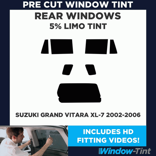 Pre Cut Window Tint for Suzuki Grand Vitara XL-7 2002-06 5% Limo Black Rear Film - Picture 2 of 10