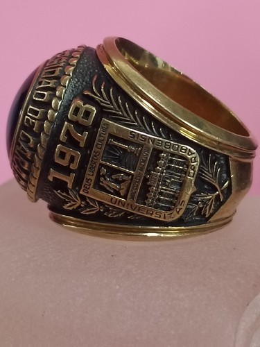 Rare Chevalière Universitaire En Or 10 Carats - Foto 4 di 7
