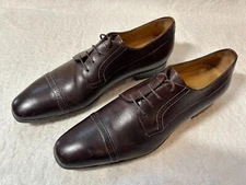 Santoni Fatte a Mano Brown Leather Cap Toe Oxford Dress Shoes 8 / 41 Italy