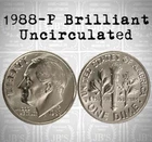 1988-P Roosevelt Dime 10c - BRILLIANT UNCIRCULATED (BU)