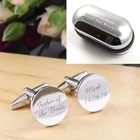Silver Round Engraved Personalised Father of the Bride Wedding Cufflinks