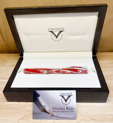 Visconti Divina Large Red USA Special Edition Fountain Pen with