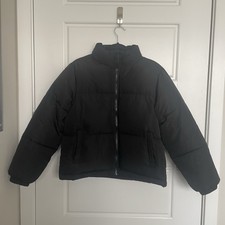 Black Forever 21 Puffer Waist Length Zip Jacket
