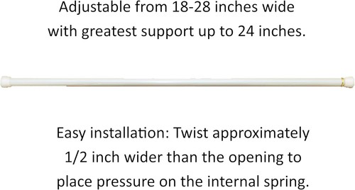 WHITE Regular Duty Lightweight Tension Rod 7/16" Diameter Adjusts 18-28 or 28-48 - Picture 3 of 4