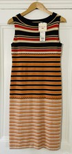 MARNI Uniqlo Womens Orange Brown Stripe Knit Sleeveless Dress XS UK 6-8 EU 34-36