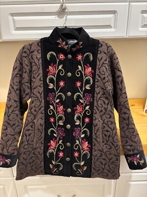 2004 Vintage Icelandic Design Embroidered Wool Jacket