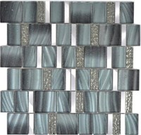 Glasmosaik Mosaikfliesen Aluminium Anthrazit Grau Wand Fliesenspiegel KüChe Bad