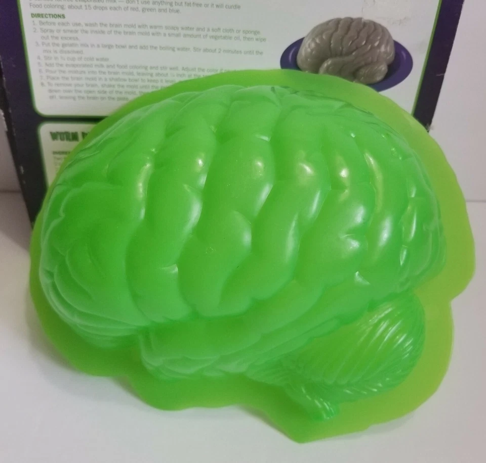 Zombie Brain 明胶模具 2009 霓虹绿色令人毛骨悚然万圣节 — 第 3/4 张图片