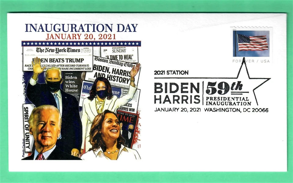 BIDEN-HARRIS 2021 INAUGURATION COVER, PANDA CACHET - PICTORIAL CANCEL - Image 2 of 2
