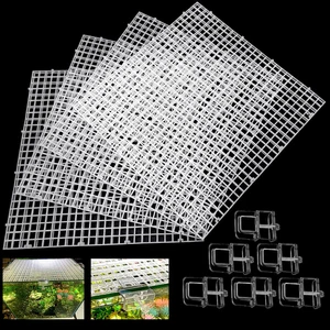 4 Aquarium Lid Hood Fish Tank Top Cover Terrarium Lid Plastic Grid Panel Egg Cra
