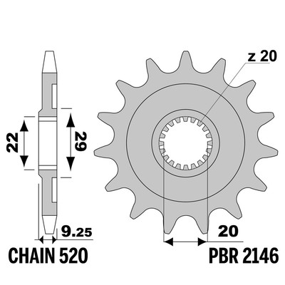 KAWASAKI KXE ENDURO 250 2008-2009 vorne ritzel PBR Tonhöhe 520 13 Zähne