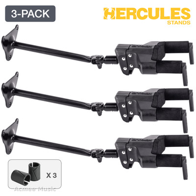 3-PACK Hercules GSP40WB PLUS AGS Guitar Wall Mount Hanger - Steel Base Long Arm
