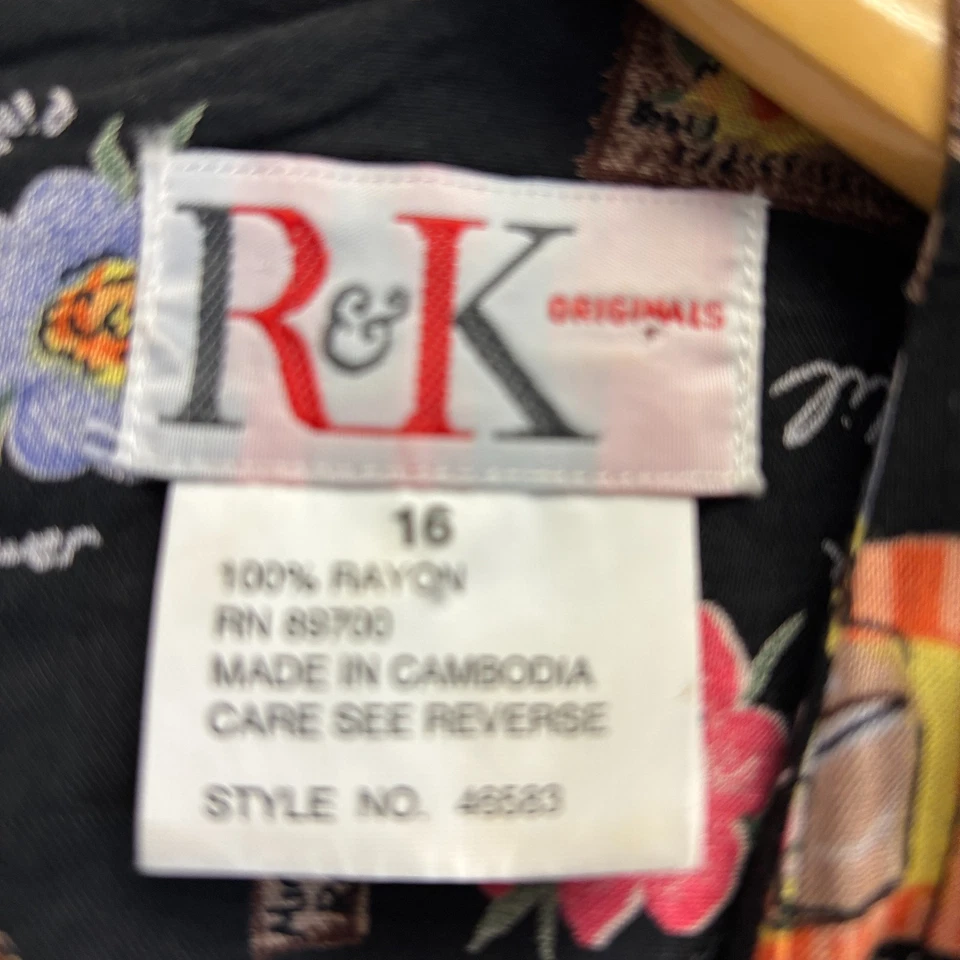 Maxi Vestido Vintage R & K Originales Rayón Boho Cottage Garden Talla 16 Bloomcore Foto 3 de 4