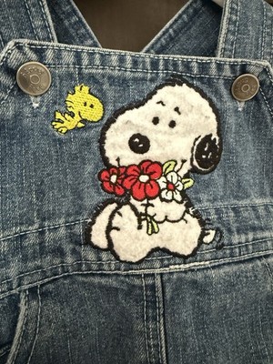 Vintage Baby Snoopy Overall Dress 3/6 Months Peanuts, EUC Denim