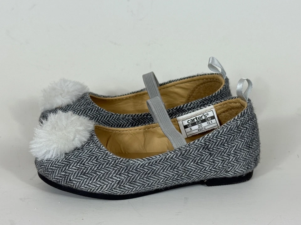 NEW Carter's Toddler Girls Puff Ballet Flats Gray Size 5 - Image 4 of 4