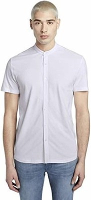 Tom Tailor Denim Men's Pique Shirt Short Sleeve Shirt Casual Shirt, White, L