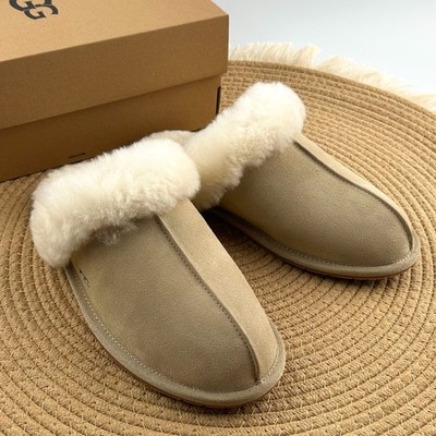 UGG Scuffette II Women's Sand Soft-Soled Slippers with Suede Upper and Wool NIB