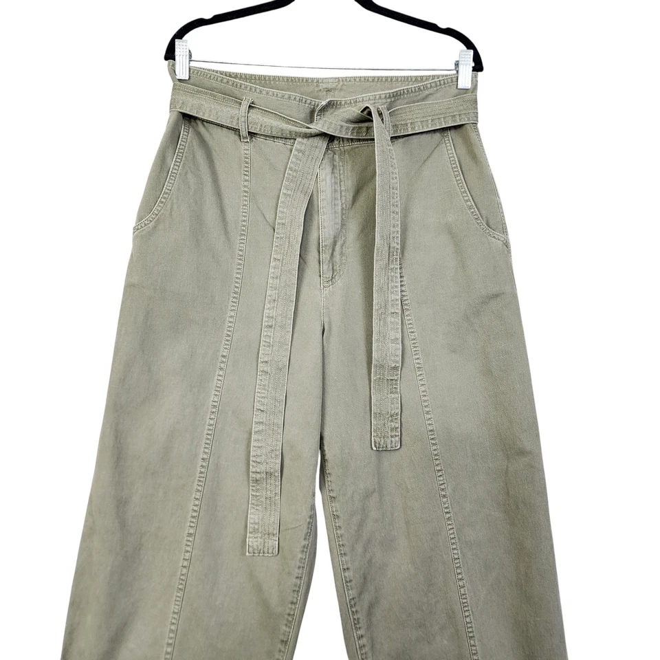 Calça GAP Feminina Sky High Bolsa de Papel Cáqui Tamanho 12 Alta Mesculen Verde Mescla de Cânhamo - Imagem 3 de 4