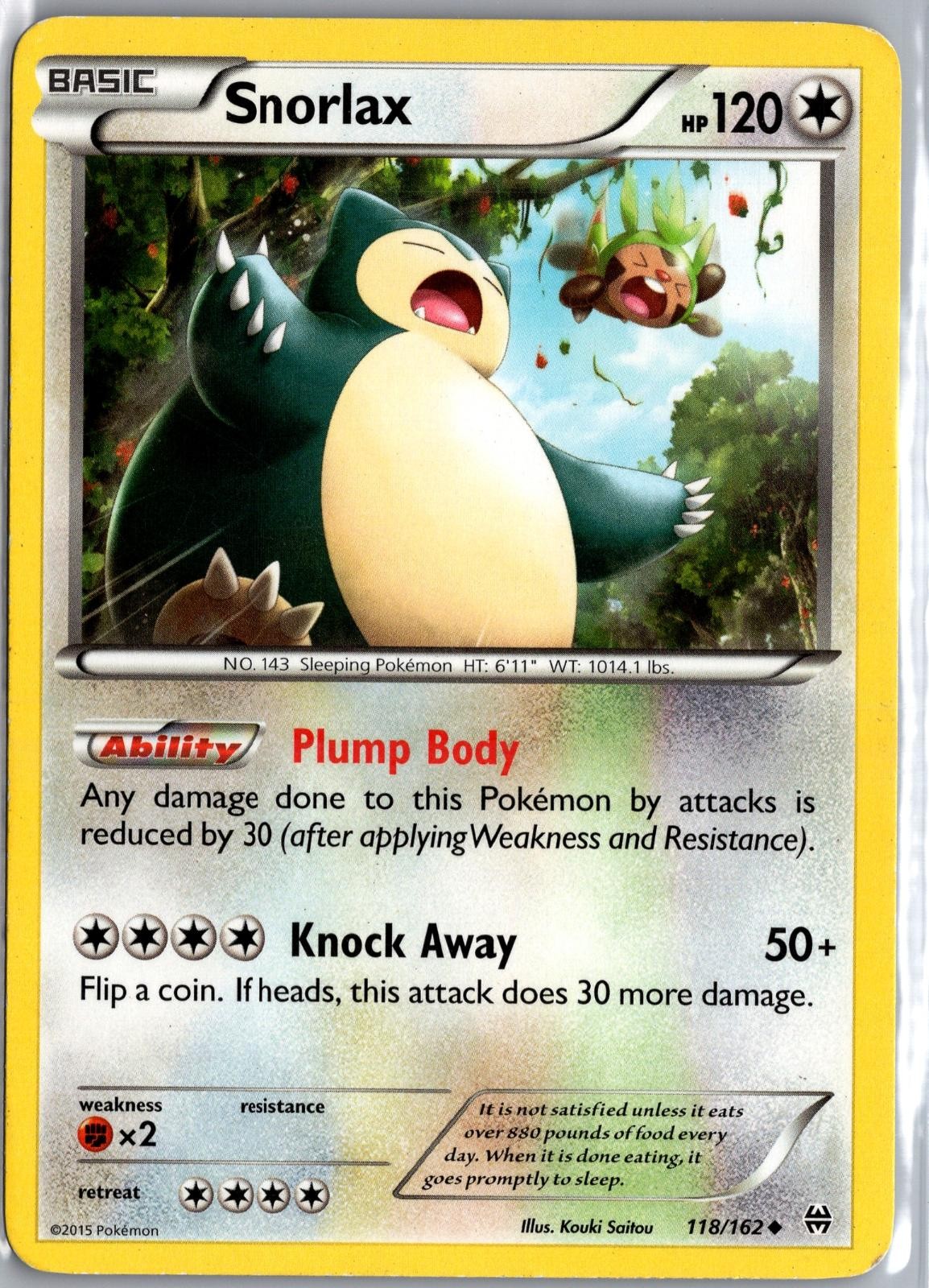 Snorlax 118/162 Uncommon BREAKthrough Pokemon Moderately Played