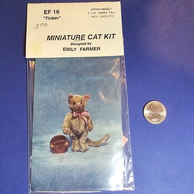 Emily Farmer Tinker EF16 Miniatur Katze Teddybär Kit 2,25" Vintage versiegelt OOP