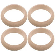 4 Pcs Wood Bangles Handmade Bracelets Natural Wooden Rings Circles