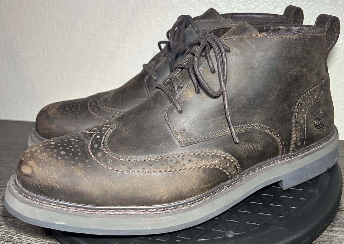 Timberland Squall Canyon Wing Tip Chukka Boots Mens Size 9 Dark Brown Waterproof