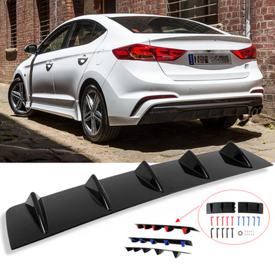 For Hyundai Elantra Rear Bumper Diffuser 5 Fin Spoiler Lip Splitter Body Glossy