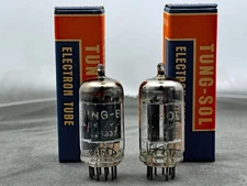Matched Pair Tung-Sol 12AX7 ECC83 Tube Long Gray Plates O Getters Strong